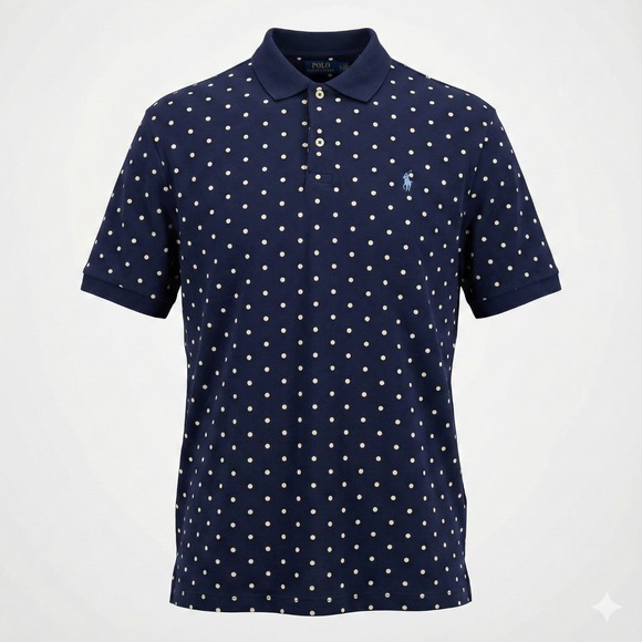 Polo Ralph Lauren Other - Polo Ralph Lauren Polo Shirt Men's XL Navy Blue Polka Dot Soft Touch Pima Cotton